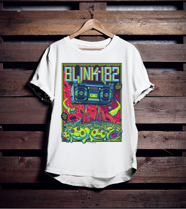 Blink-182 July 10th 2012 Motorpoint Arena Cardiff United Kingdom Boombox Alien Creature T-Shirt