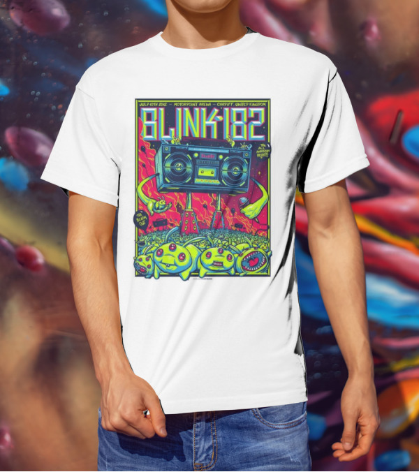 Blink-182 July 10th 2012 Motorpoint Arena Cardiff United Kingdom Boombox Alien Creature T-Shirt