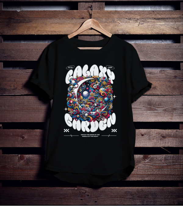 GALAXY GARDEN WATCH THE MOON IN THE MIDDLE OF THE NIGHT ESTD 2030 T-Shirt