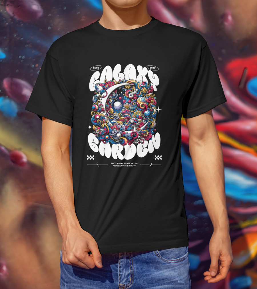 GALAXY GARDEN WATCH THE MOON IN THE MIDDLE OF THE NIGHT ESTD 2030 T-Shirt