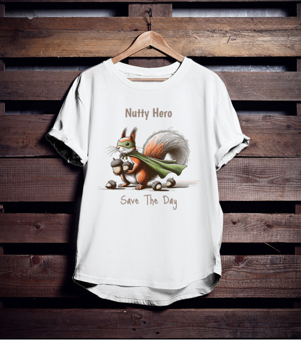 Nutty Hero Save The Day Squirrel With Mask And Cape T-Shirt