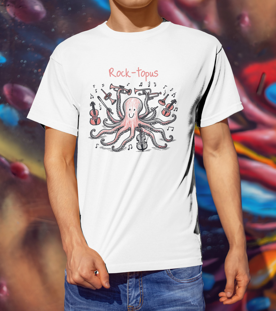 Rock-Topus Musical Octopus With Instruments And Notes T-Shirt