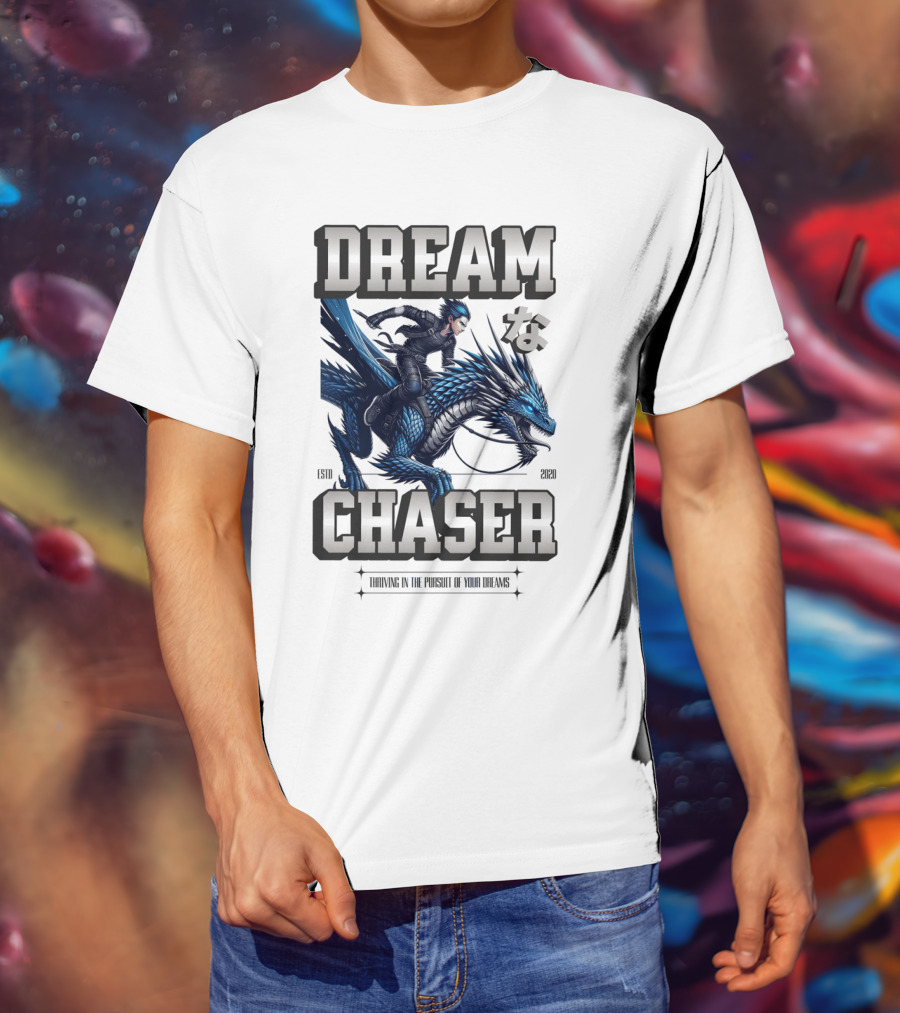 DREAM CHASER な Blue Dragon Rider T-Shirt