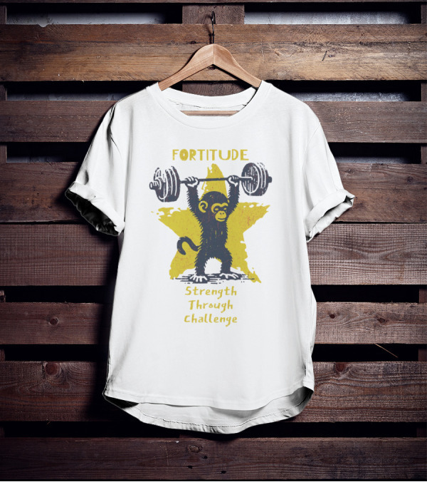 Fortitude Strength Through Challenge Monkey Weightlifting Star T-Shirt