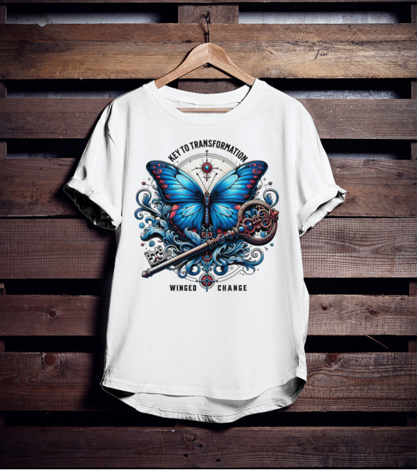 Key To Transformation Winged Change Butterfly And Key T-Shirt