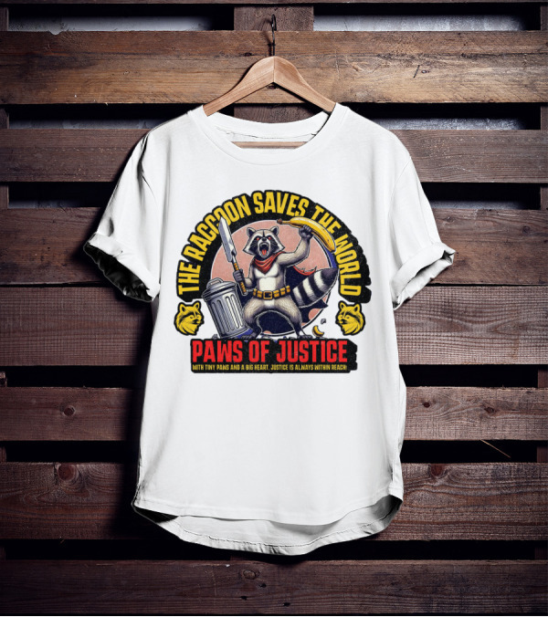 The Raccoon Saves The World Paws Of Justice Hero With Tiny Paws And A Big Heart T-Shirt