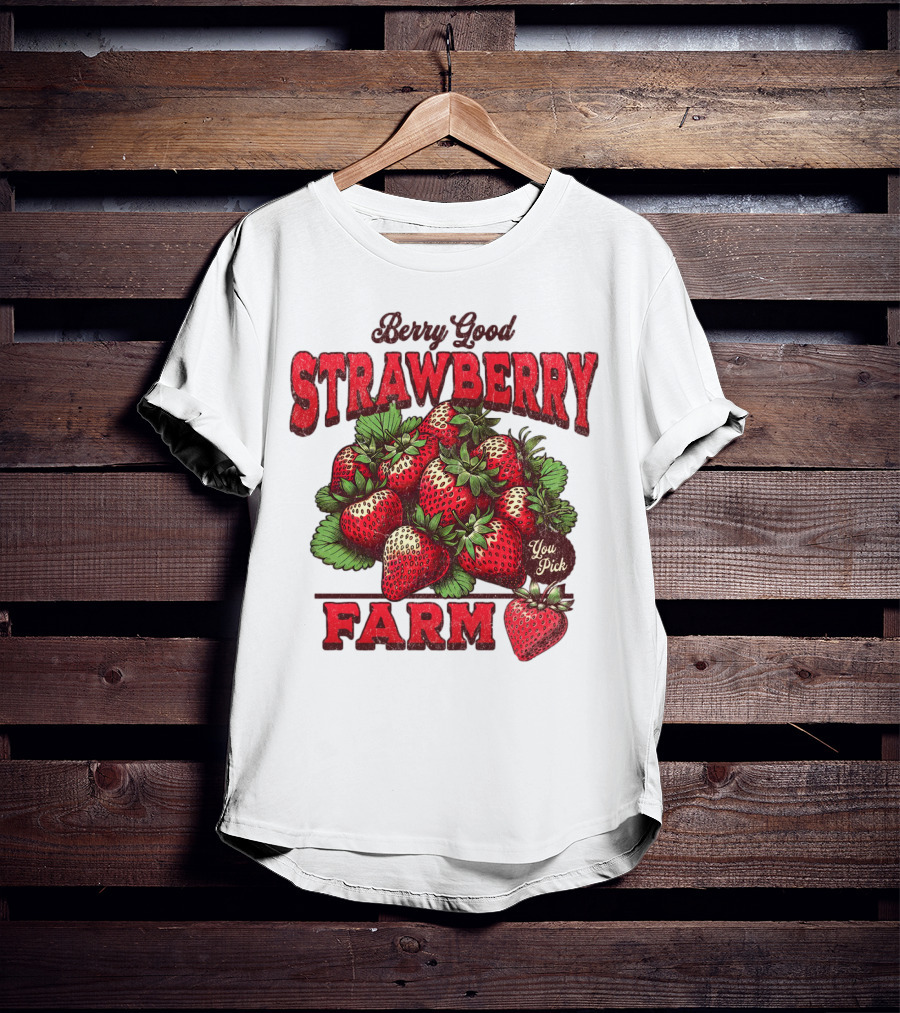 Berry Good Strawberry Farm You Pick Produce Vintage T-Shirt