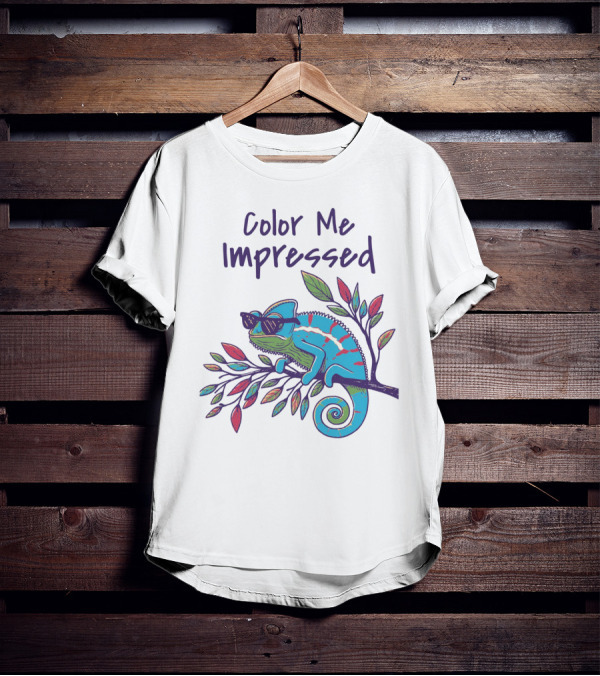 Color Me Impressed Chameleon With Sunglasses On Colorful Branch T-Shirt