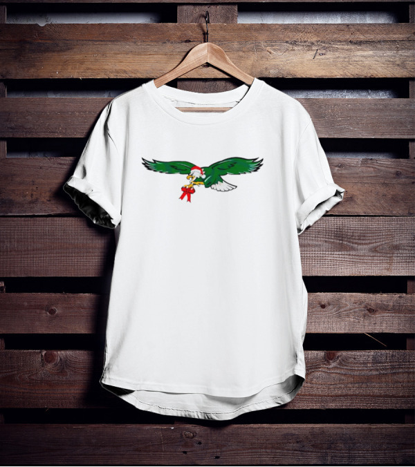 Eagles Football Santa Hat Holiday T-Shirt