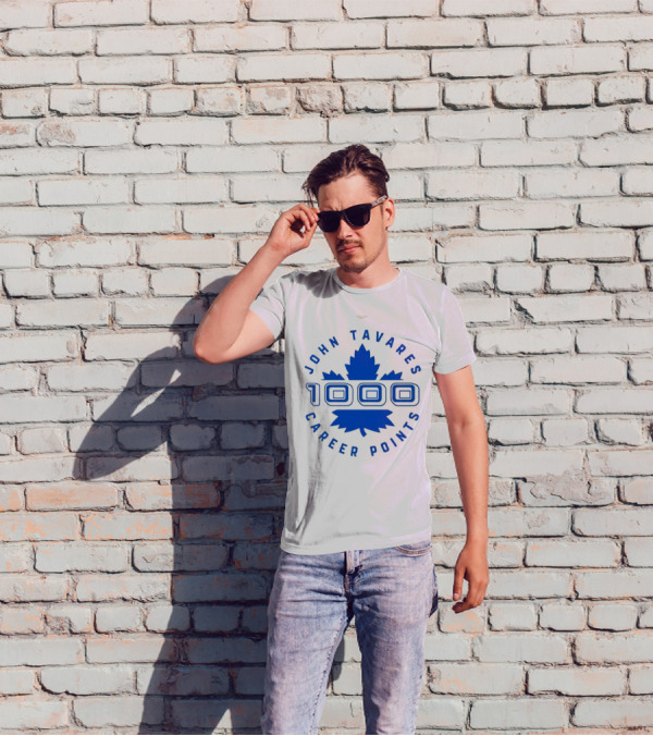 John Tavares 1000 Career Points Maple Leaf Achievement T-Shirt