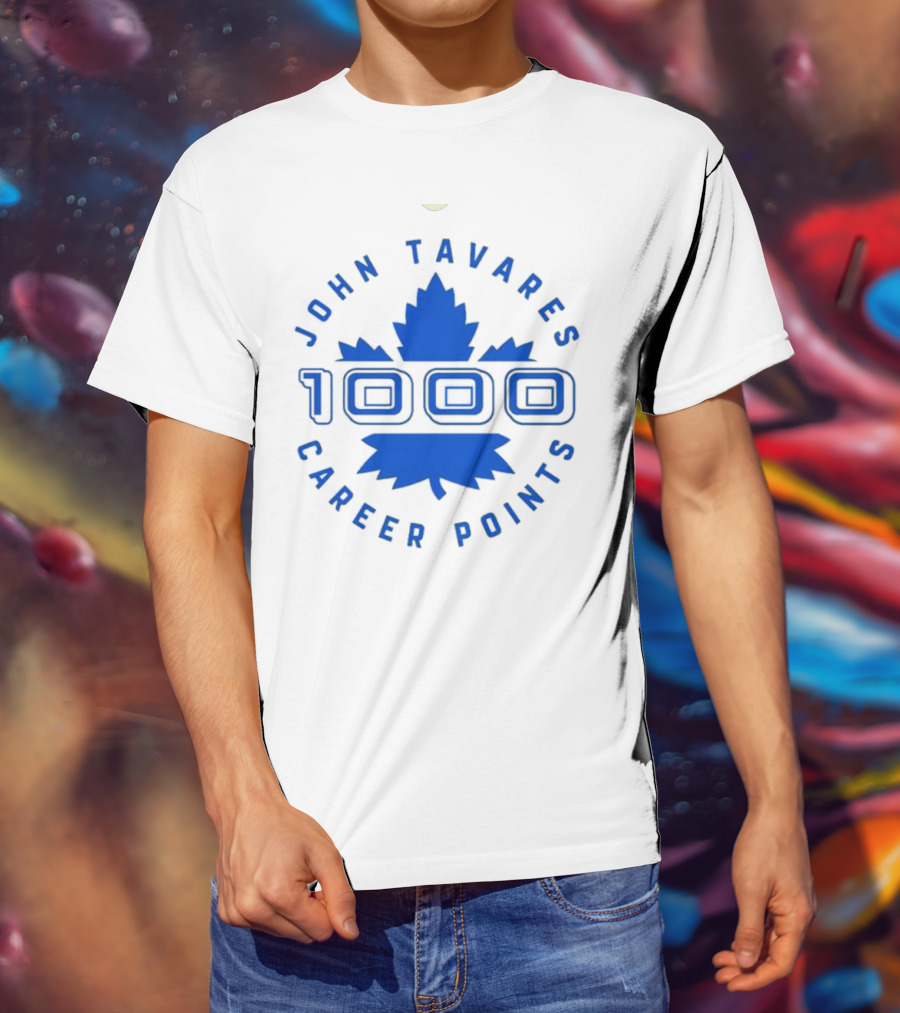 John Tavares 1000 Career Points Maple Leaf Achievement T-Shirt