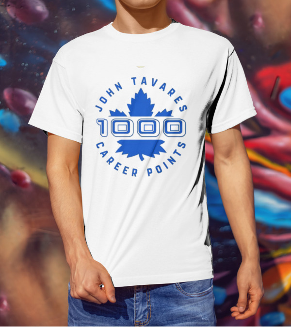 John Tavares 1000 Career Points Maple Leaf Achievement T-Shirt