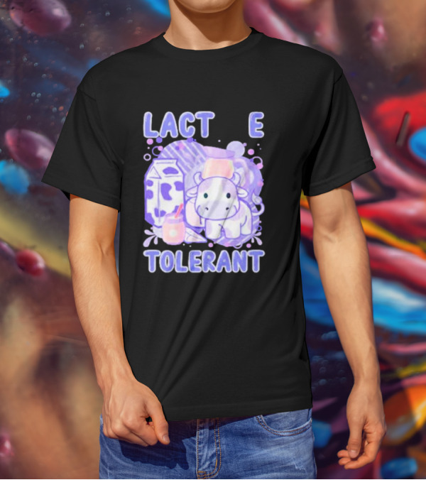 Lactose Intolerant Funny Milk Cow Cartoon T-Shirt