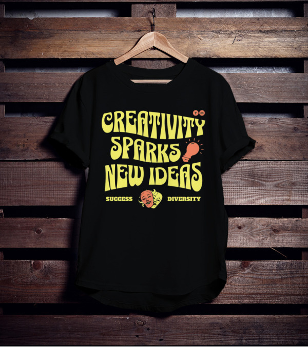 Creativity Sparks New Ideas Success Diversity Lightbulb Icon Comedy Tragedy Masks T-Shirt