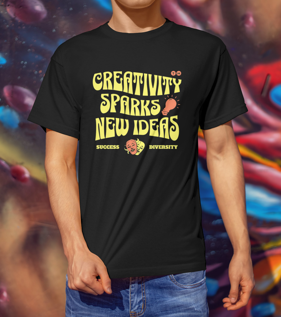 Creativity Sparks New Ideas Success Diversity Lightbulb Icon Comedy Tragedy Masks T-Shirt