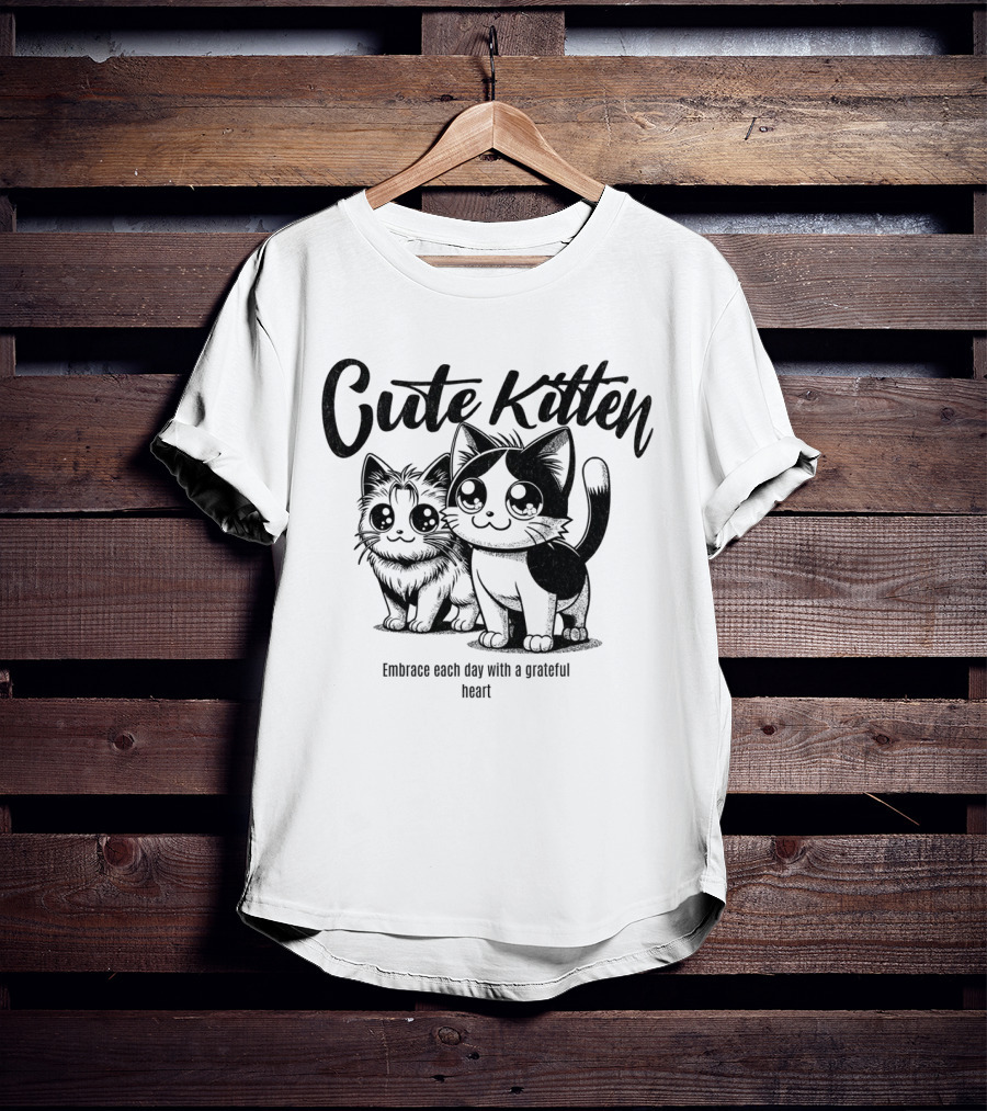 Cute Kitten Embrace Each Day With A Grateful Heart T-Shirt