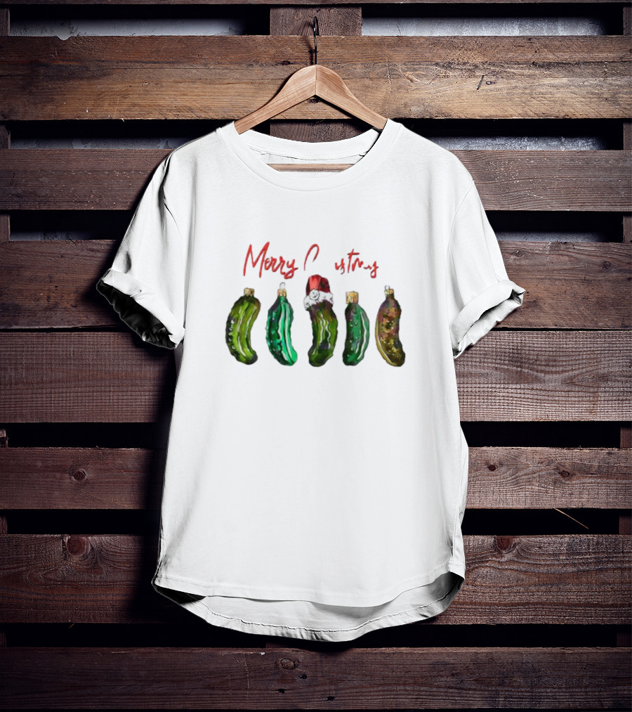 Funny Pickles Merry Christmas Santa Hat Ornaments T-Shirt
