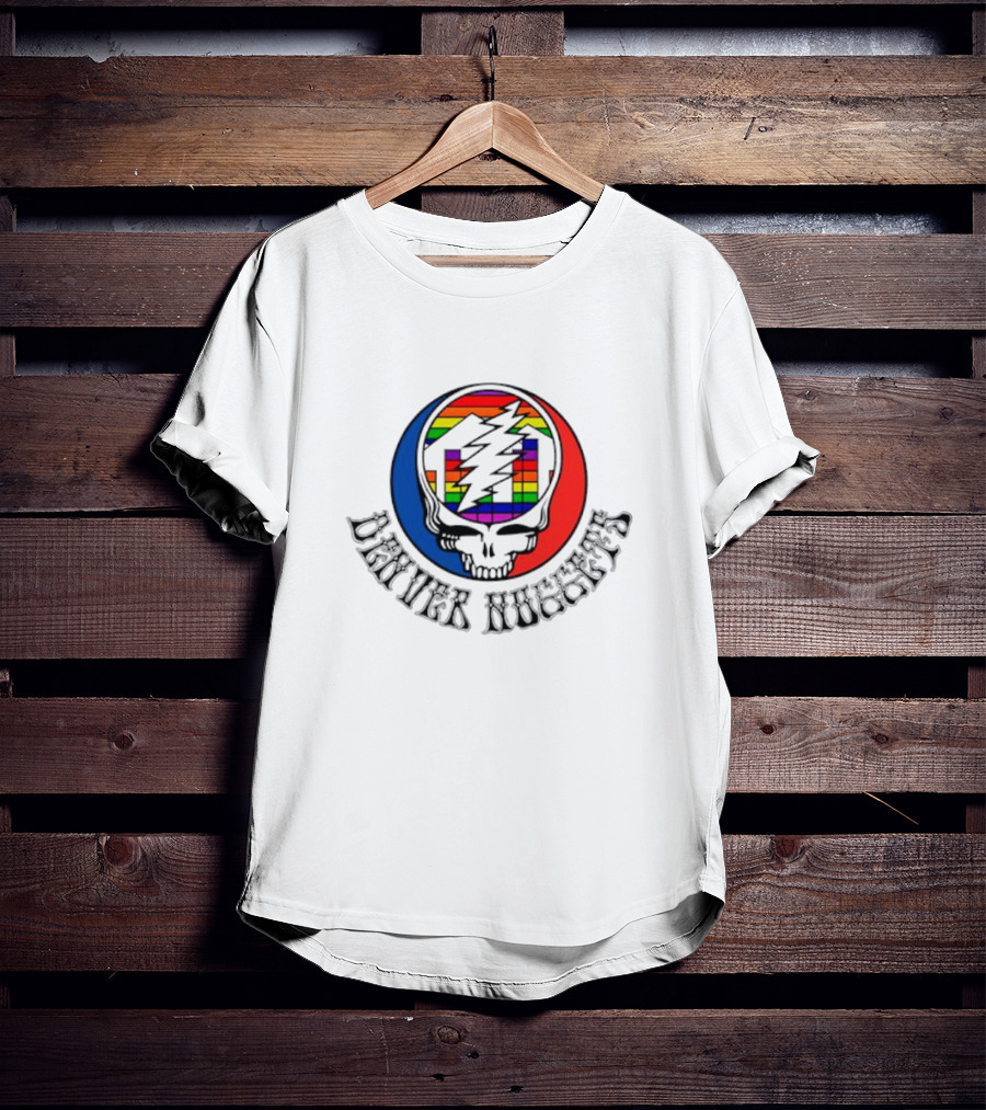 Denver Nuggets Grateful Dead Skull Rainbow Bolt T-Shirt