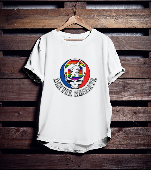 Denver Nuggets Grateful Dead Skull Rainbow Bolt T-Shirt