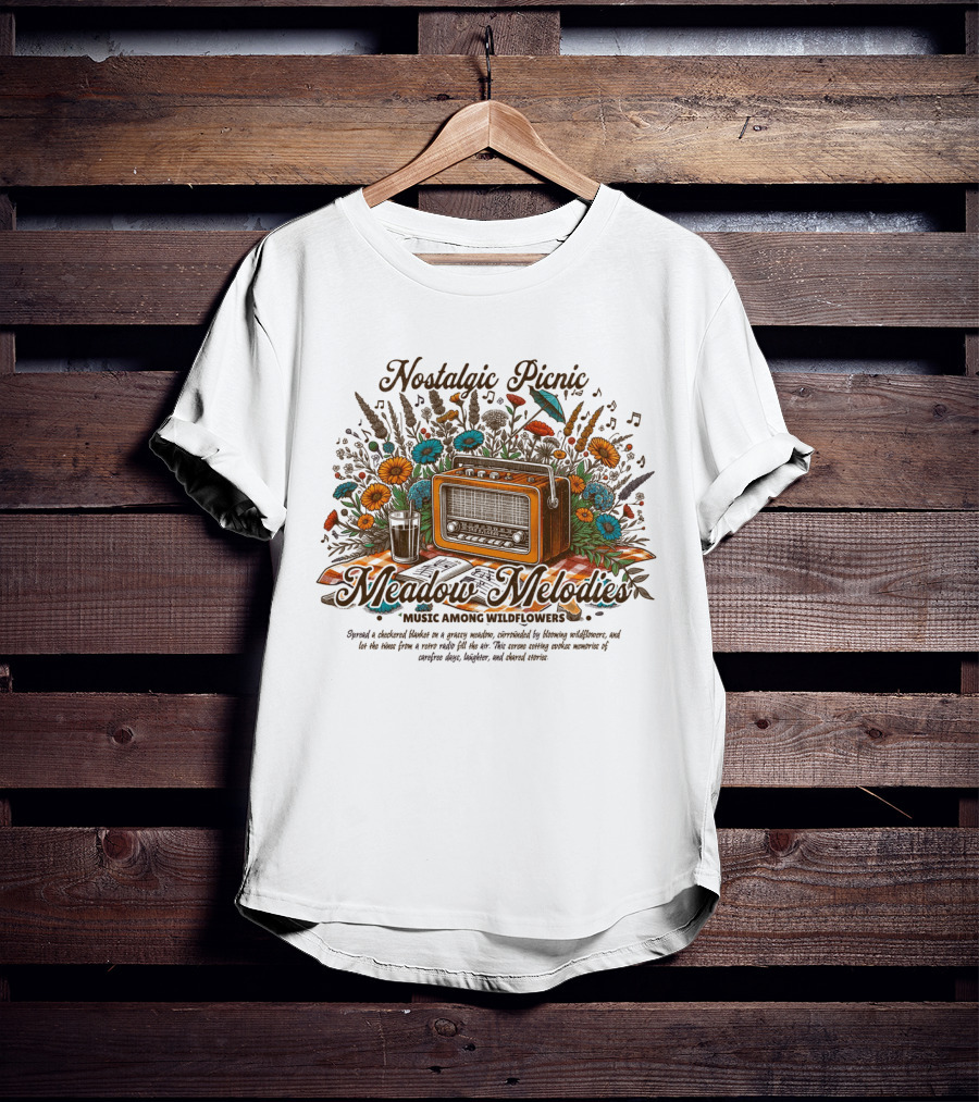 Nostalgic Picnic Meadow Melodies Music Among Wildflowers T-Shirt