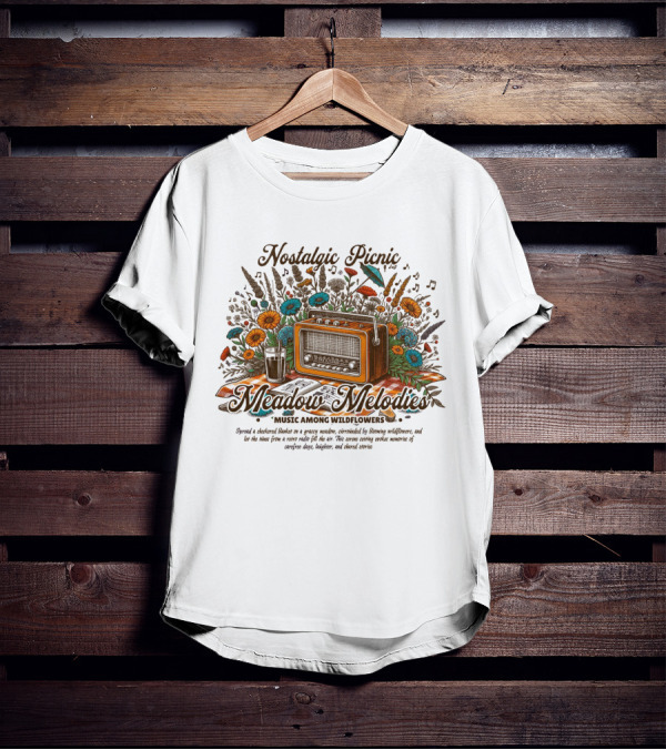 Nostalgic Picnic Meadow Melodies Music Among Wildflowers T-Shirt