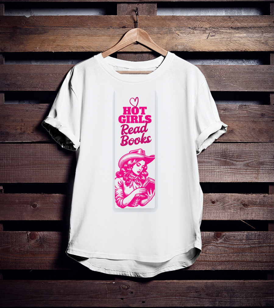 Hot Girls Read Books Cool Vintage Bookmark T-Shirt