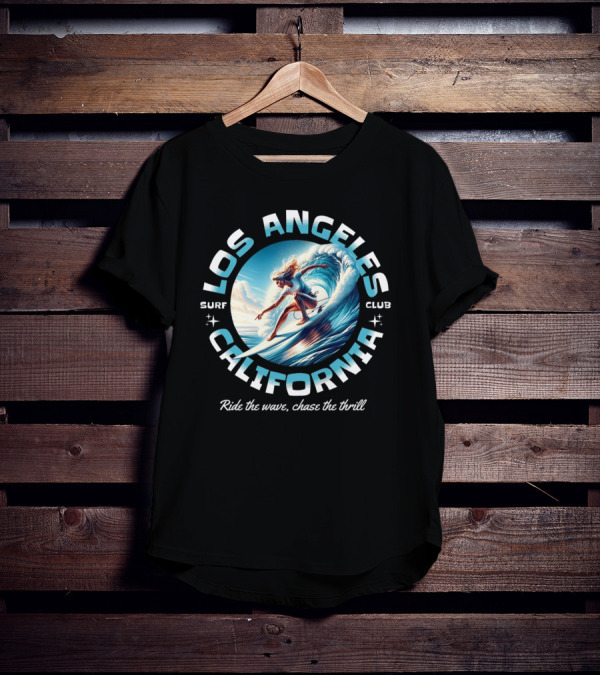 Los Angeles California Surf Club Ride The Wave Chase The Thrill T-Shirt