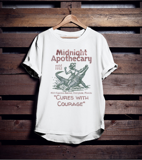 Midnight Apothecary Estd 1952 Cures With Courage 1323 Cypress Avenue Everglade Florida T-Shirt