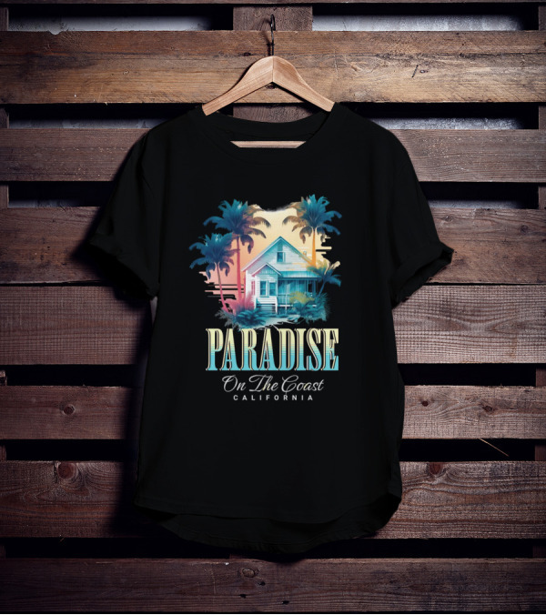 Paradise California Palm Trees Oceanfront Escape T-Shirt
