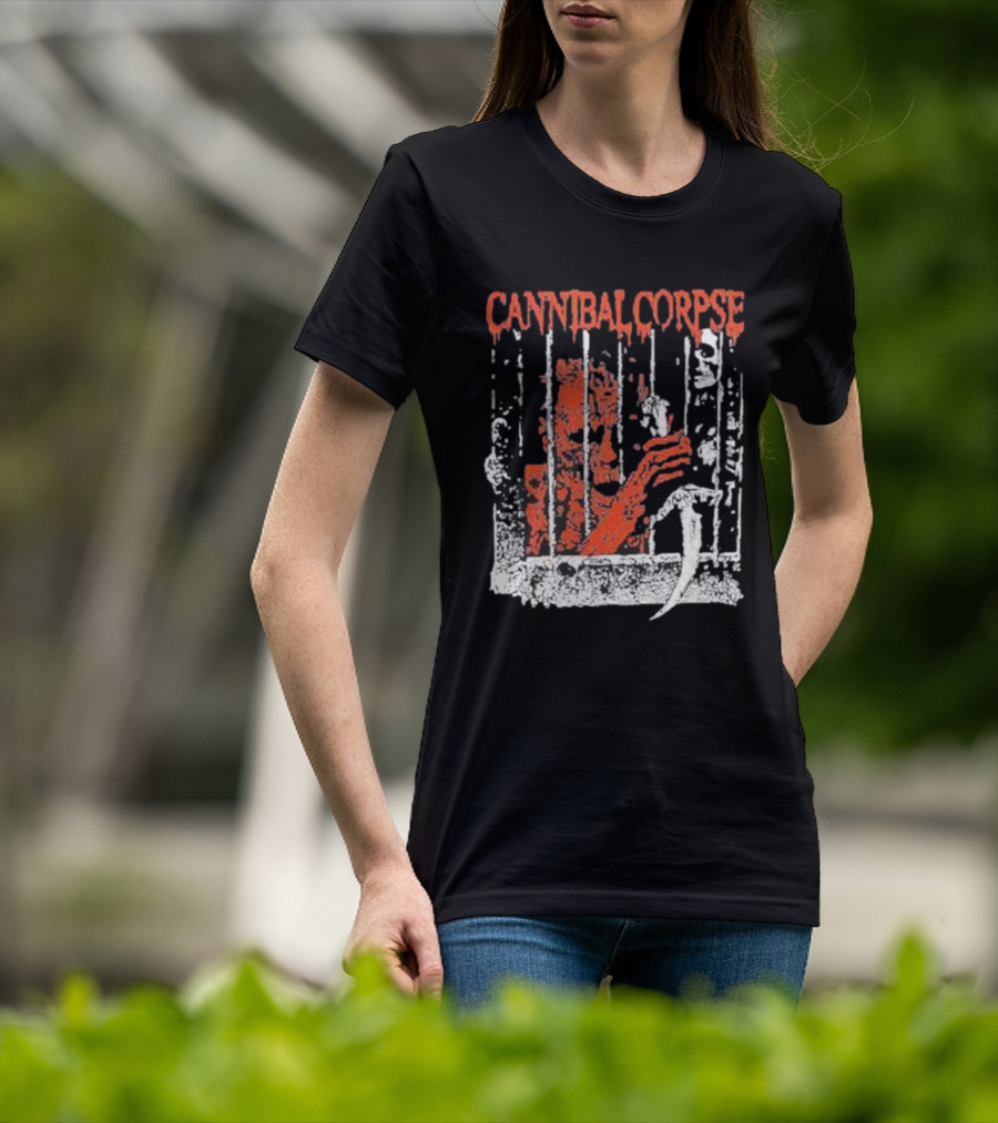 Cannibal Corpse Bloody Kill Cell Prison Bars Skeleton Knife T-Shirt