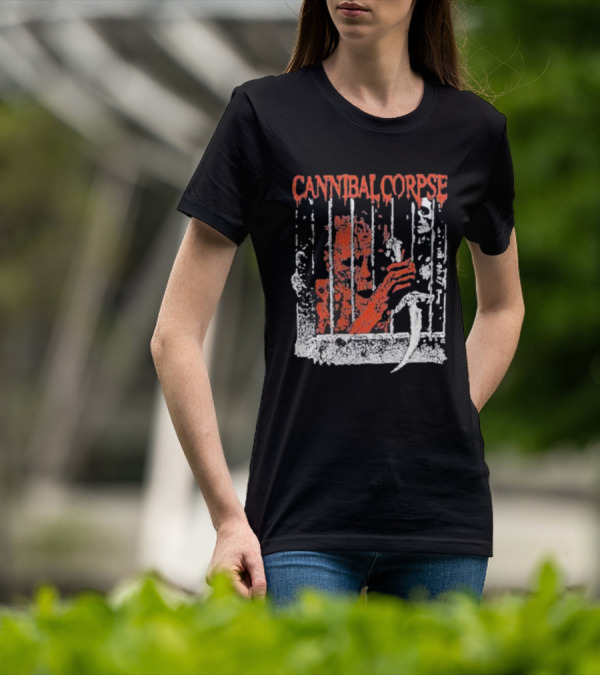 Cannibal Corpse Bloody Kill Cell Prison Bars Skeleton Knife T-Shirt