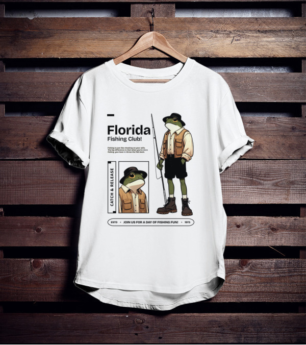 Florida Fishing Club Catch And Release Frog Adventure 1975 T-Shirt