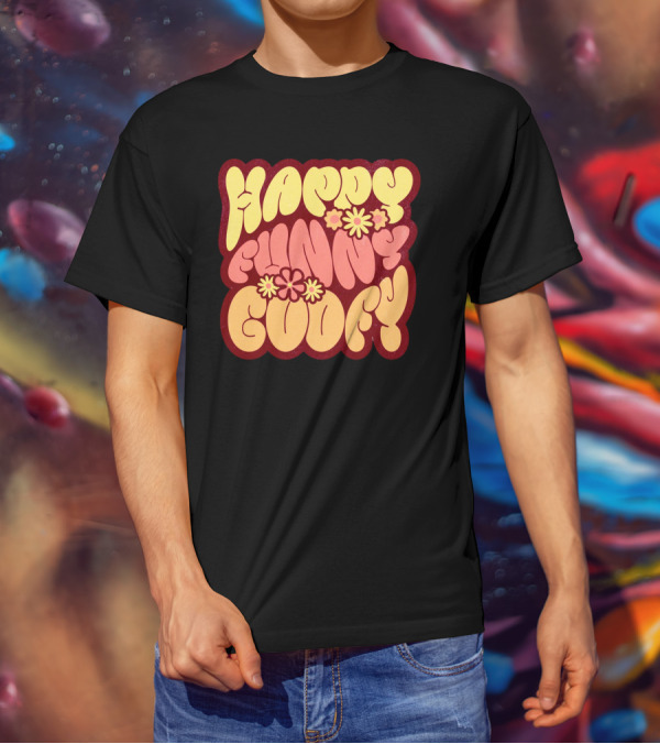 Happy Funny Goofy Retro Flower Power T-Shirt