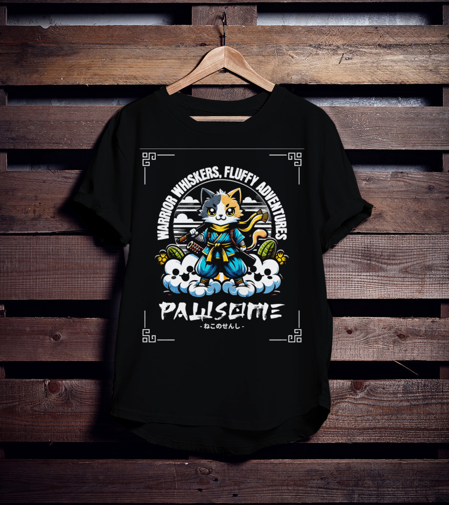 Warrior Whiskers Fluffy Adventures Pawsome Japan Cat Nimbus Cloud T-Shirt