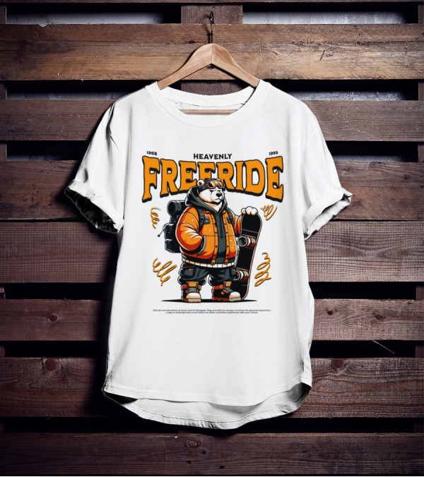 HEAVENLY FREERIDE Polar Bear Snowboard 1968 1995 T-Shirt