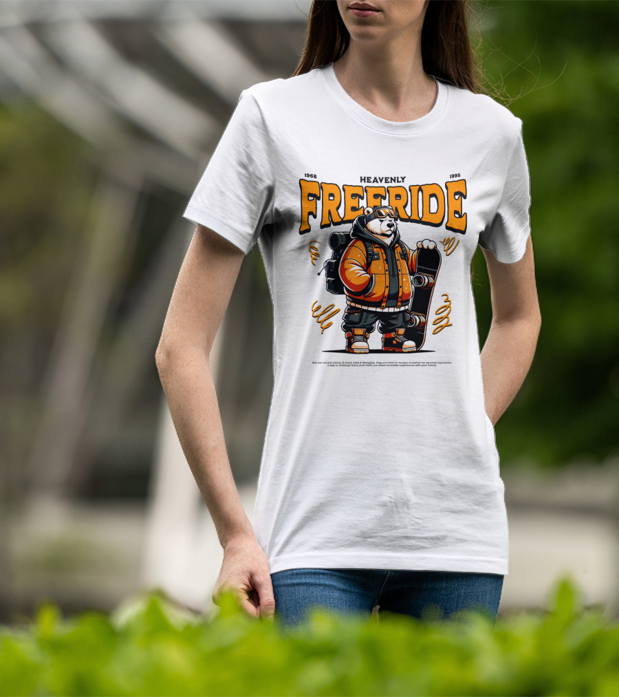 HEAVENLY FREERIDE Polar Bear Snowboard 1968 1995 T-Shirt