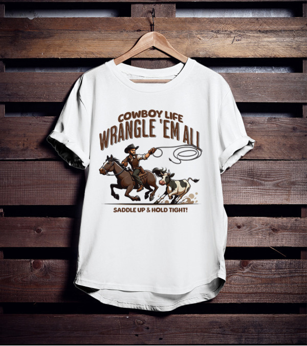 Cowboy Life Wrangle 'Em All Saddle Up And Hold Tight T-Shirt