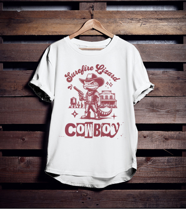 Surefire Lizard Cowboy TexasWestern Scene T-Shirt