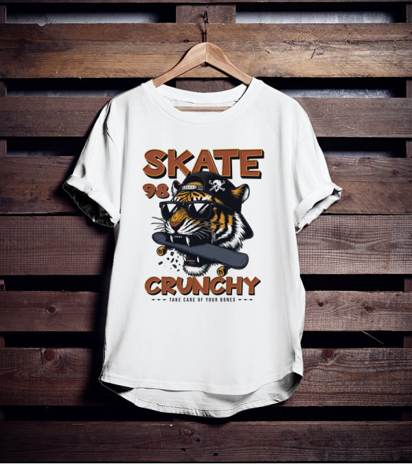 SKATE 98 CRUNCHY Tiger Take Care Of Your Bones T-Shirt