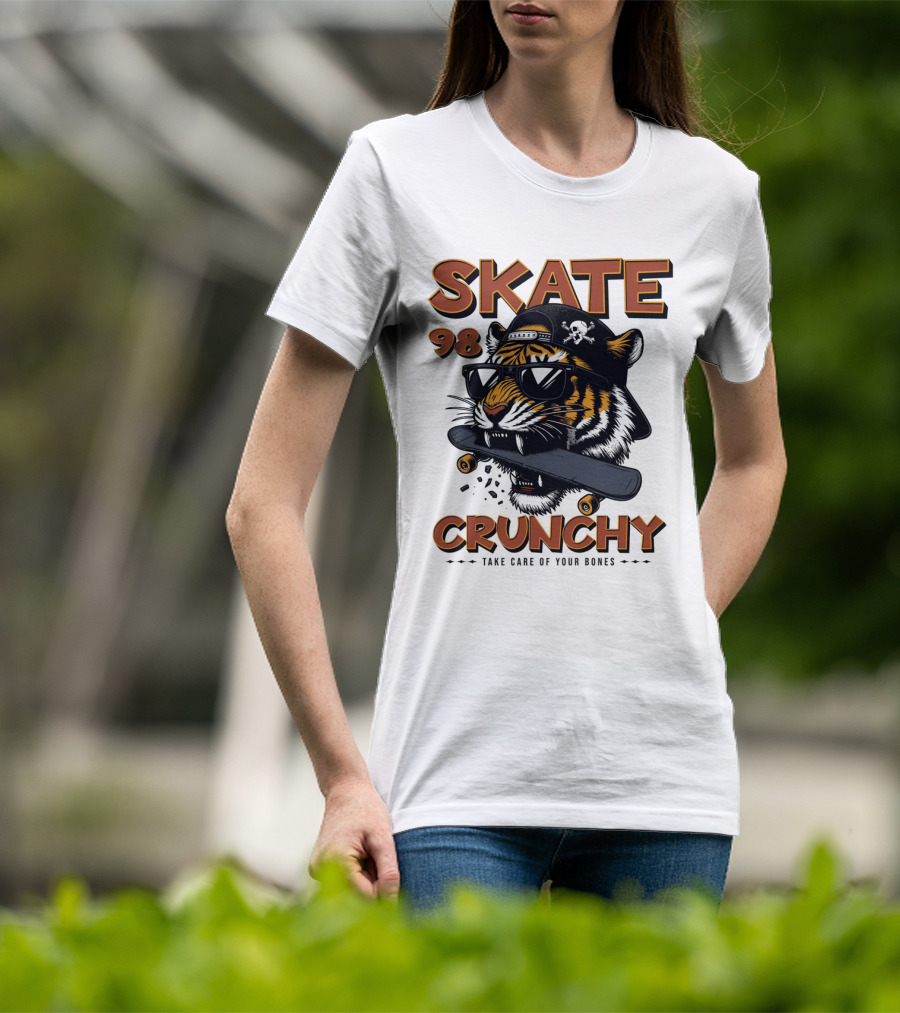SKATE 98 CRUNCHY Tiger Take Care Of Your Bones T-Shirt