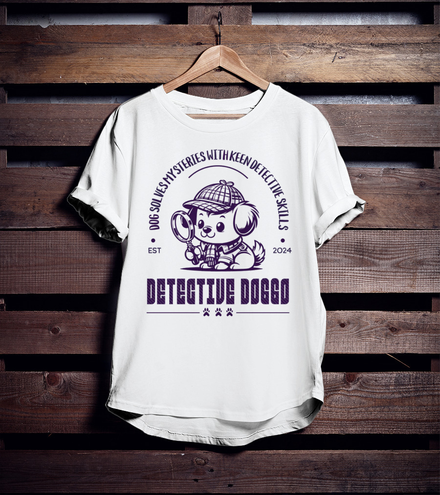 Detective Doggo Dog Solves Mysteries With Keen Detective Skills Est T-Shirt