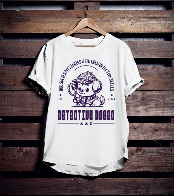 Detective Doggo Dog Solves Mysteries With Keen Detective Skills Est T-Shirt