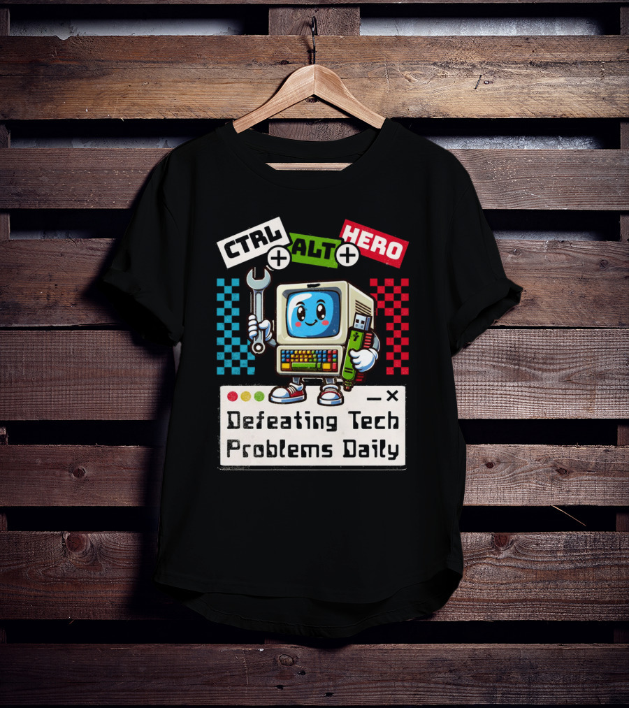 CTRL ALT HERO Retro Computer Defeating Tech Problems Daily T-Shirt