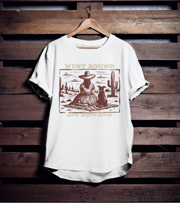 WEST BOUND Bond Beyond Words Cactus Desert Scene T-Shirt