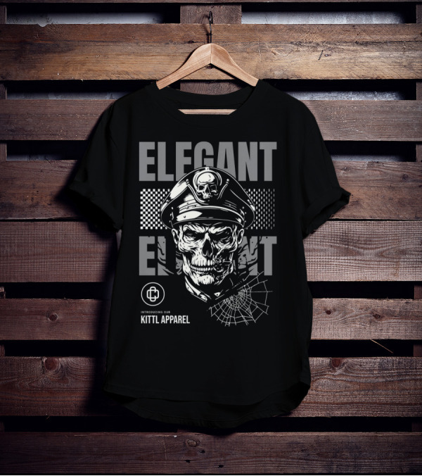 Elegant Captain Skull Kittl T-Shirt
