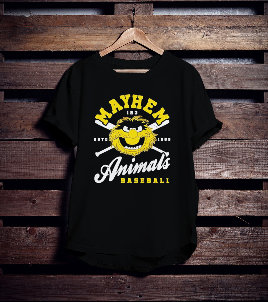 Mayhem 123 ESTD 1969 Animals Baseball T-Shirt