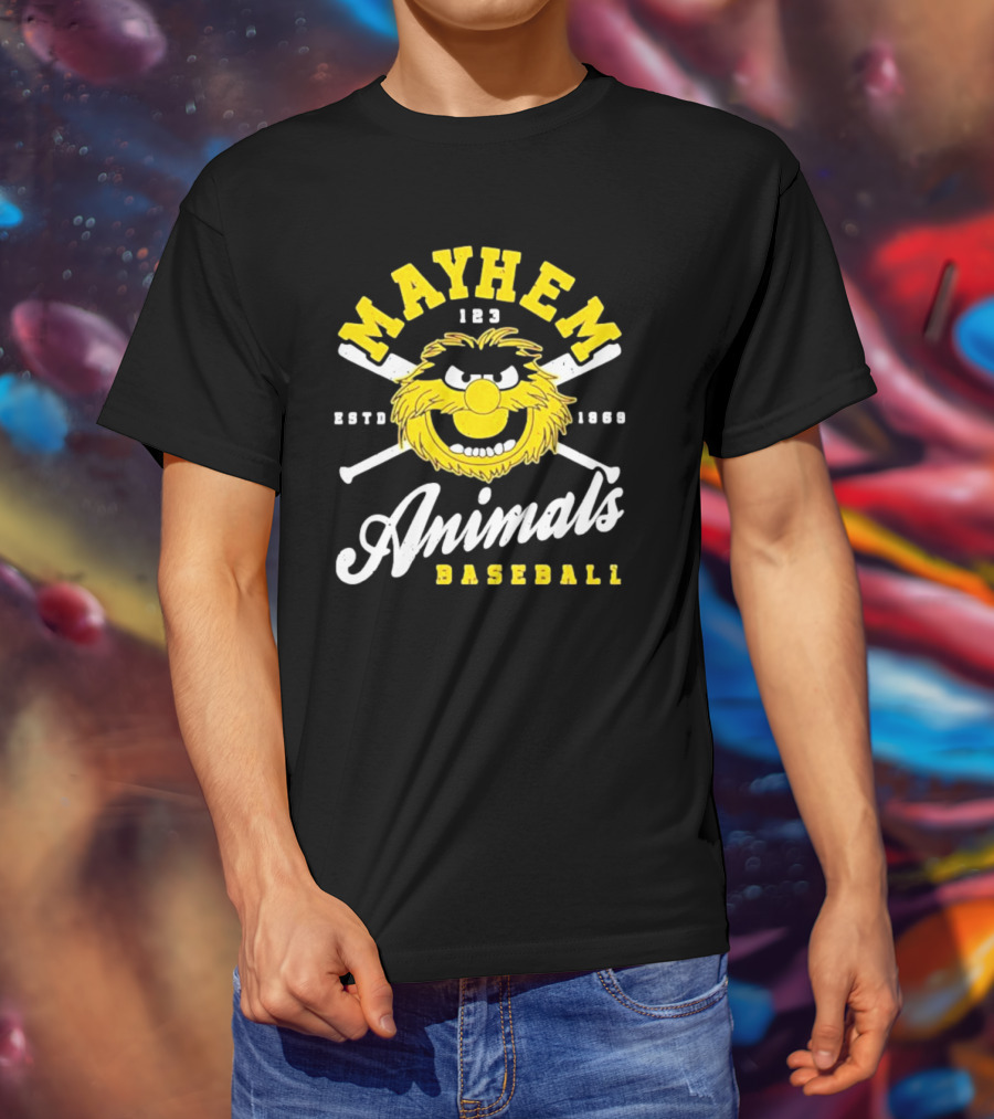 Mayhem 123 ESTD 1969 Animals Baseball T-Shirt