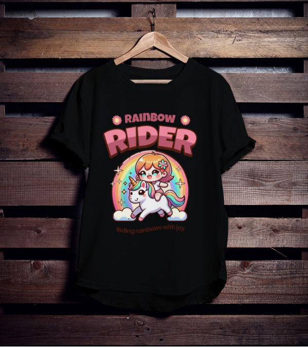 Rainbow Rider Riding Rainbows With Joy T-Shirt