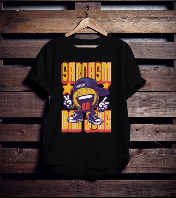 SARCASM BAD JOKE Emoji Character Laugh Peace Sign Cap Sneakers T-Shirt