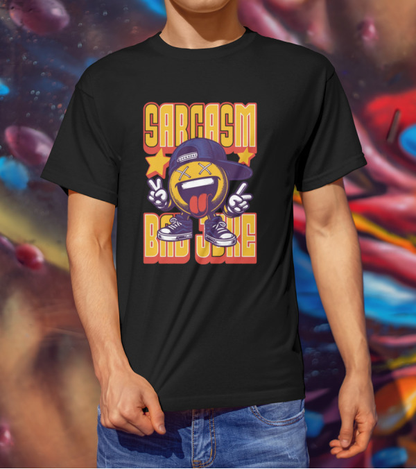 SARCASM BAD JOKE Emoji Character Laugh Peace Sign Cap Sneakers T-Shirt
